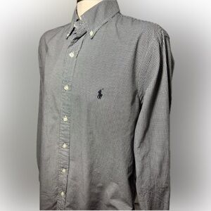 Ralph Lauren Black and White Check Shirt Med 100% Cotton Button Down Classic